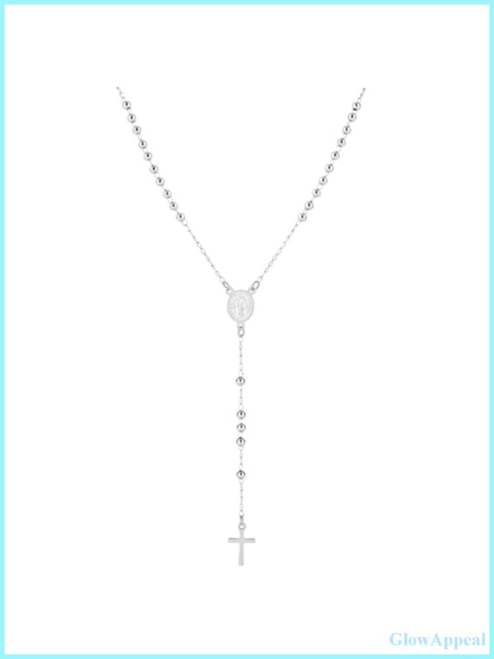Gold Plated Silver Rosary Cross Necklace Catholic Jewelry Virgin Mary Pendant